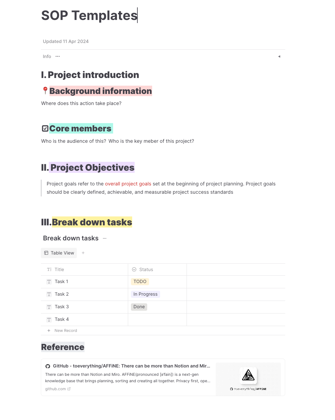 Standard SOP Template