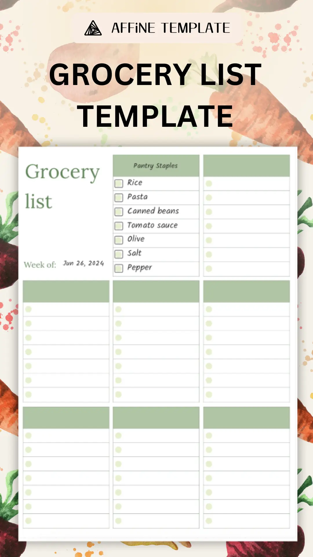 AFFiNE Grocery List Template