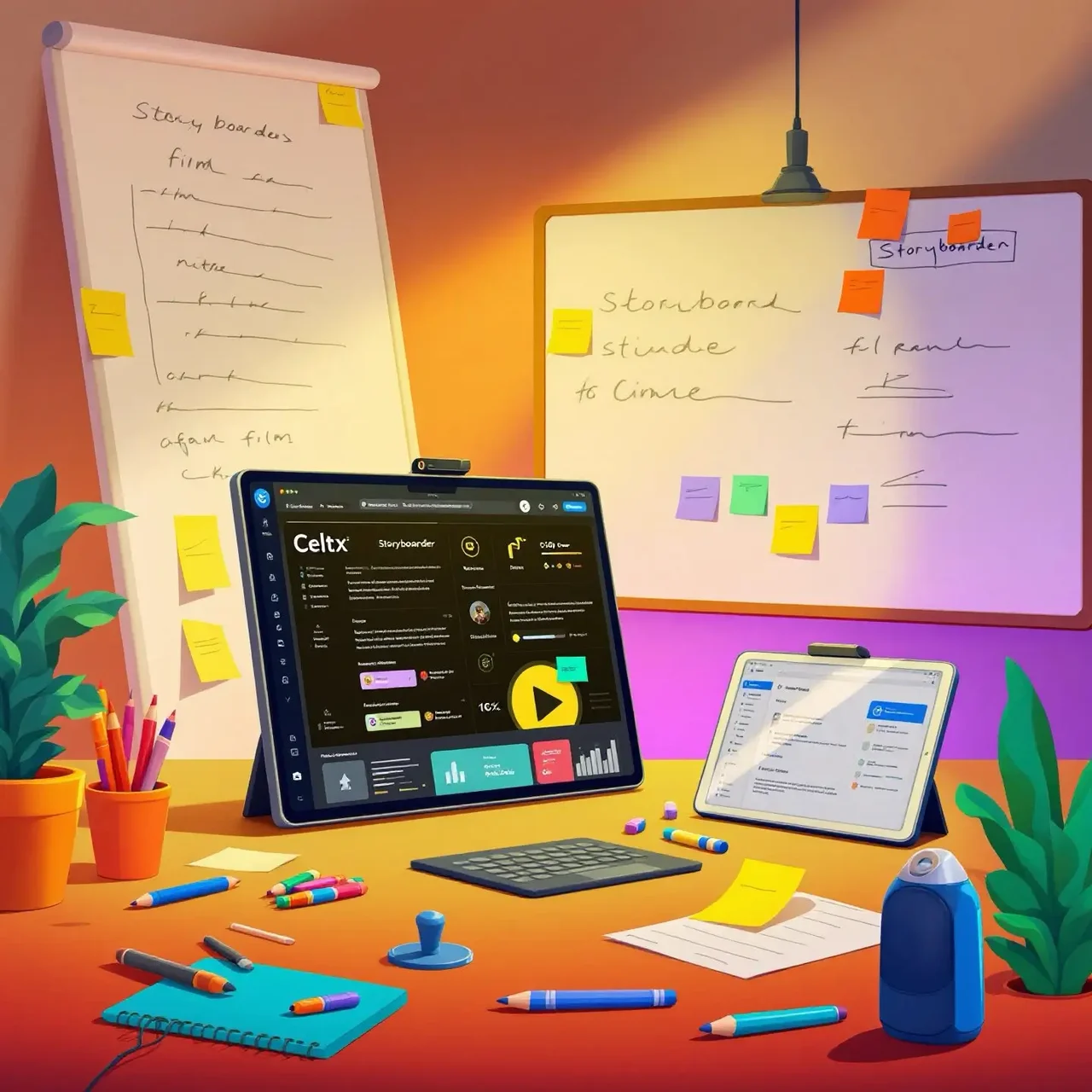Digital tools and software interfaces used in modern storyboarding