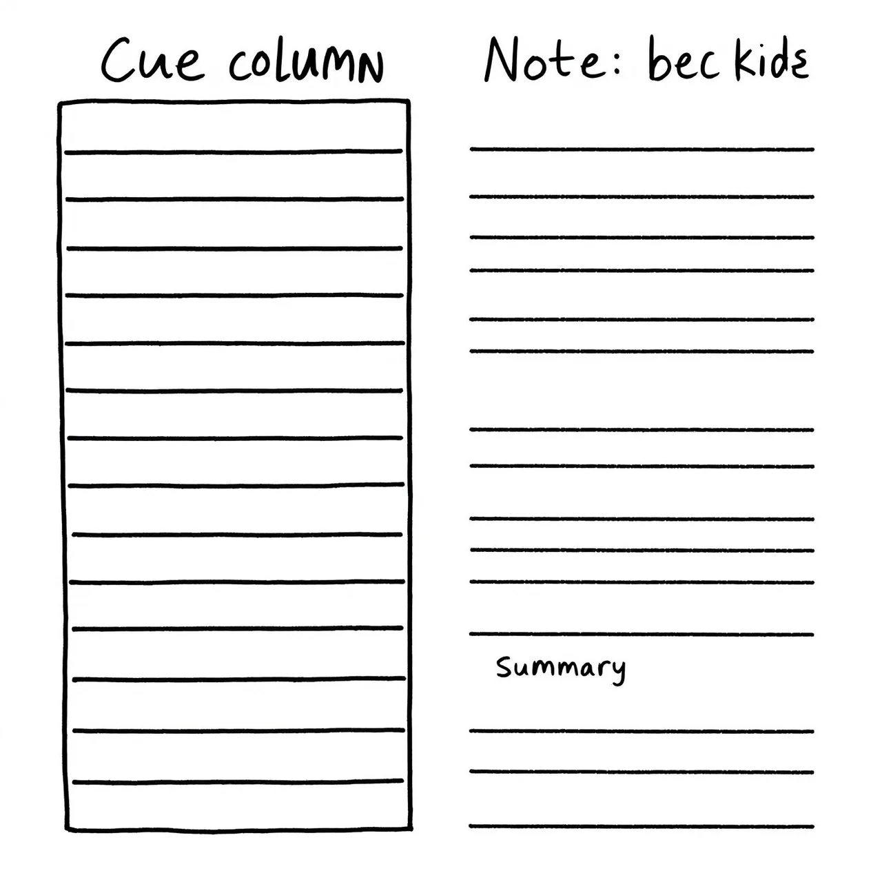 Cornell note template