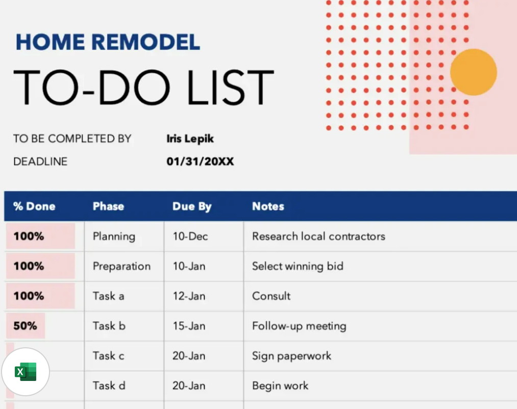 To-Do List Excel Template