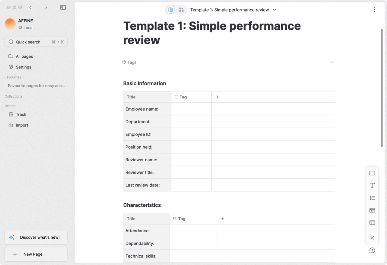AFFiNE Performance Review Template