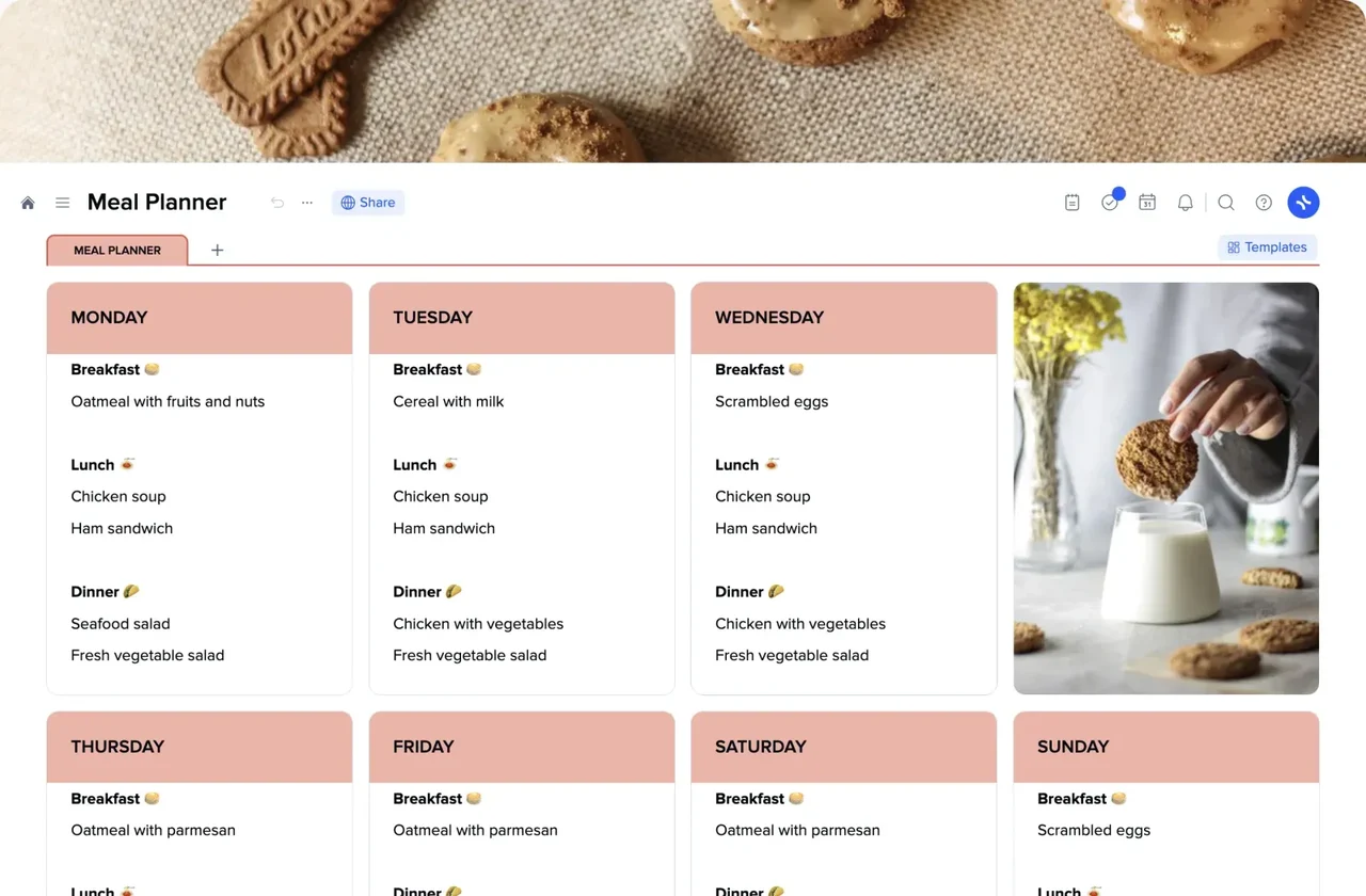 weekly meal planner template